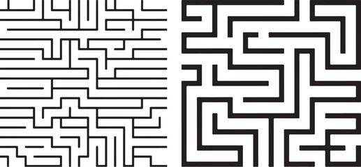Black and white abstract maze pattern background
