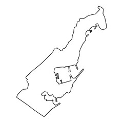 Vector map of Monaco, a country in Western Europe. Detailed black contour, isolated on white background.