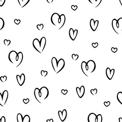 Vector seamless pattern with hand drawn hearts. Cute design for fabric, wrapping, wallpaper for Valentine's Day.