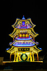 Fototapeta premium Ancient Pagoda Night View, Shanxi Province, China