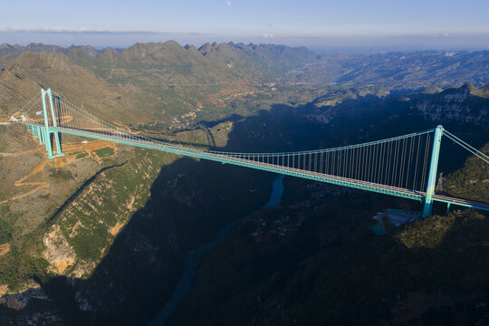 Beipan River Bridge, Guizhou China - Aerial Canyon View