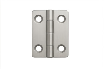 Metal butt hinge securing connection on transparent background