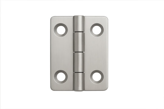 Metal butt hinge securing connection on transparent background