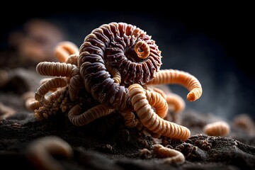 Makroaufnahme eines Regenwurms als Symbol f&uuml;r Bodenleben und Natur
