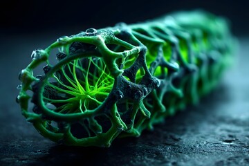 Futuristische gr&uuml;ne Zellstruktur als biotechnologisches Konzept
