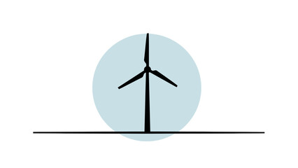 Wind turbine icon in circle, renewable energy symbol isolated on Transparent Background