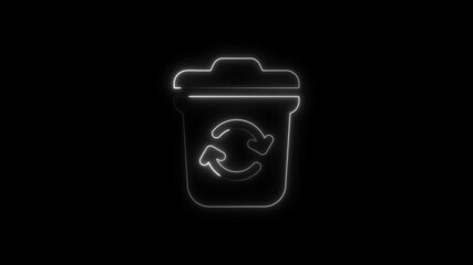 Recycling Bin with Glowing Neon Outline on Black Background Eco Friendly Symbol for Sustainability and Environmental Conservation Concepts
