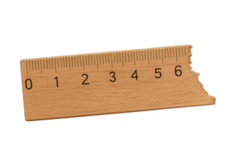 Broken wooden ruler showing damaged measurement scale