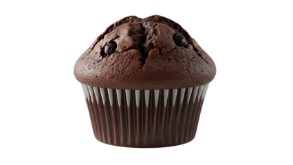 Chocolate muffin isolated on transparent background