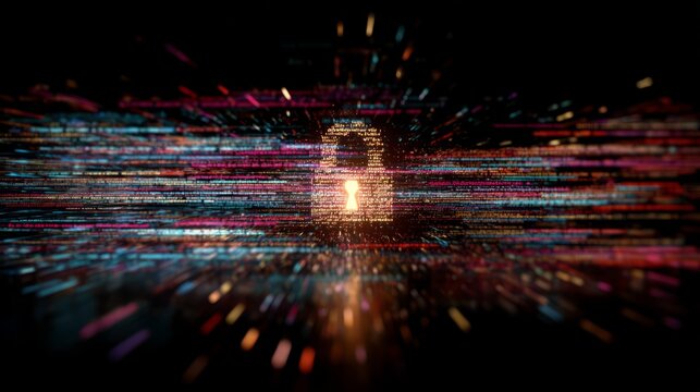 Cybersecurity data lock with digital encryption - Powered by Adobe