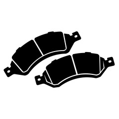 Automotive car brake pads vector illustration in black and white silhouette style for vehicle braking system maintenance and safety service. © WIDIANTI