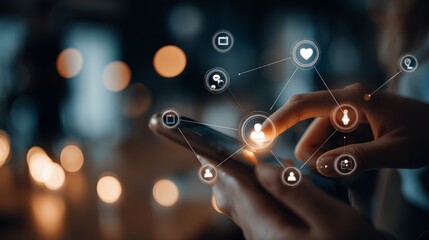 Digital Engagement, User Interaction, Modern Workspace, Business Technology, Mobile Environment, Close-Up Viewpoint