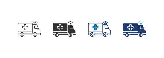 Fototapeta premium Ambulance Icon Set Multiple Style Collection