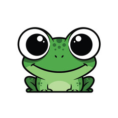 Obraz premium Cartoon Frog With Big Eyes Smiling.