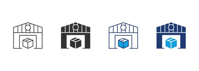 Warehouse Icon Set Multiple Style Collection