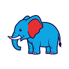 Obraz premium Blue cartoon elephant with red ear.