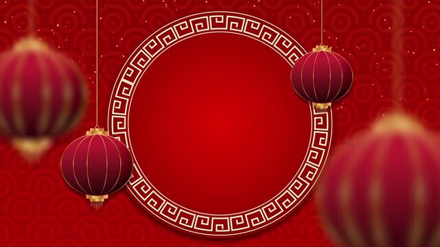 Cinematic background for Chinese New Year with lanterns