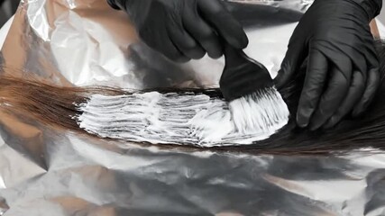 Hair coloring process salon tutorial series indoor close-up beauty techniques