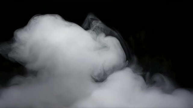 A cloud of wispy smoke against a dark background, the smoke billows and swirls, creating an ethereal and atmospheric effect