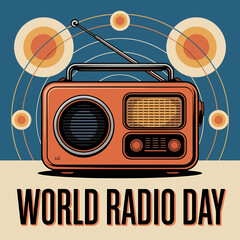 World radio day celebration with vintage radio