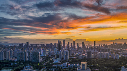 Shenzhen Nanshan District Cityscape at Sunset with Modern Skyline © QuachVan