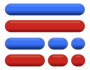 赤と青のバナーアイコンセット素材。
白背景にベクターイラスト。