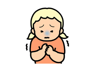 怖がる　金髪の女の子