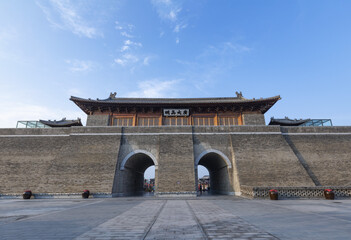 Fototapeta premium Zhengding Ancient Gate Tower, Shijiazhuang, China - Historic Architecture
