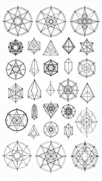 Sacred Geometry Collection - Intricate Esoteric Symbols and Mystical Geometric Shapes for Spiritual and Abstract Designs.