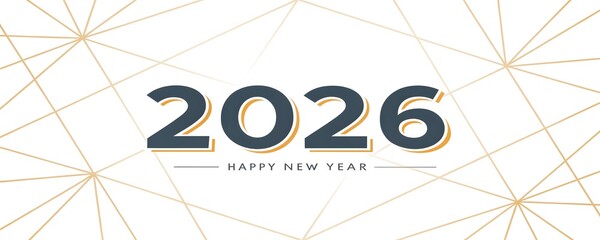 Geometric background with the year 2026 and a new year greeting