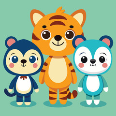 Obraz premium Cute Cartoon Animal Characters - Flat Vector Illustration 1