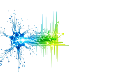 Digital illustration of an AI neuron with interconnected data network on a transparent background. Ideal for tech and AI projects.