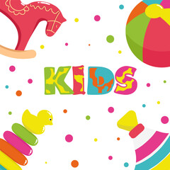 A pattern of childhood toys from your childhood is a bright and dynamic design for your bold works.