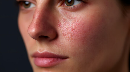 Fototapeta premium Intimate Gaze: Captivating close-up portrait of a woman's face, conveying subtle emotions through her delicate features.