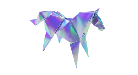 Holographic Origami Horse Futuristic Concept