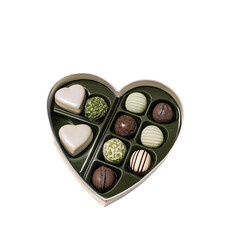 heart shaped box of assorted chocolates isolated on transparent background