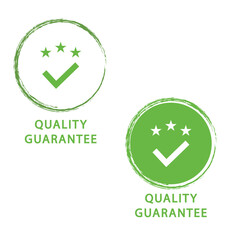 Green Quality Guarantee Badge with Checkmark and Stars