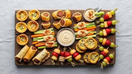 Assorted Appetizers and Finger Foods on Board.