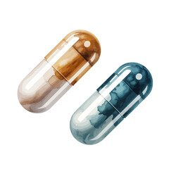 Elegant Minimalist Watercolor Pills Icon Representing Medical Treatment © Tabinda
