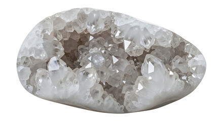 Close-up of crystal geode with sparkling mineral formations