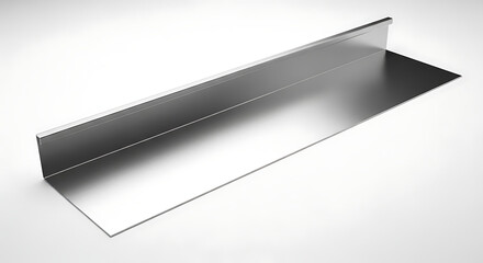 Shiny Metal Angle Iron on White Background