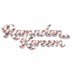 Rose Gold Ribbon Style Ramadan Kareem Text on Background Islamic Muslim