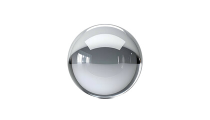 Shiny, refractive sphere on black background, showcasing mirrored light and smooth surface