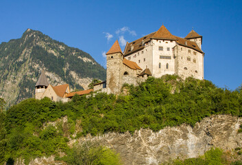 Naklejka premium Castle Gutenberg scenic view. Balzers, Liechtenstein