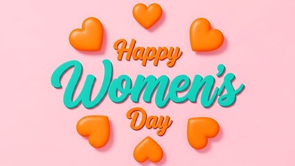 Happy women's day celebration with orange hearts