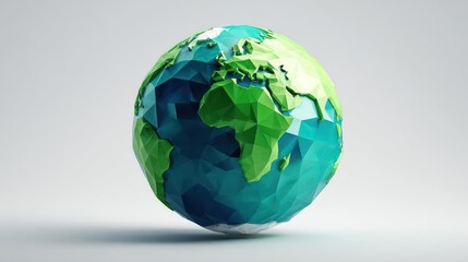 Fototapeta premium A textured artistic representation of planet earth with continents in green and oceans in blue against a neutral background