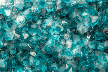 Aquamarine crystal mineral stone. Gems. Mineral crystals in the natural environment. Texture of precious and semiprecious stones. shiny surface of precious stone