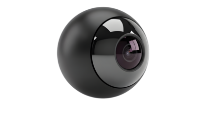 Modern spherical security camera with a sleek black design