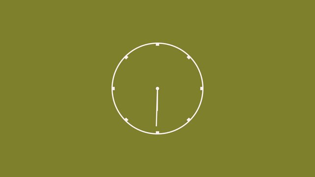 clock icon animation on a olive background;with 4k video animation.