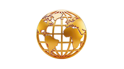 Golden Globe on White Background